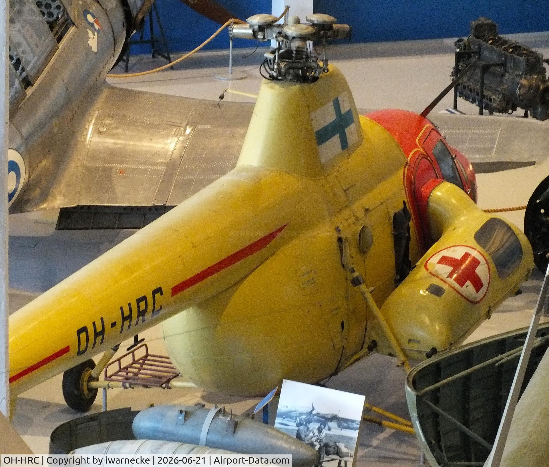 Aircraft OH-HRC, Mil Mi-1 Hare, c/n 96801181, Mil Mi-1 HARE (minus main rotor blades) at the Suomen Ilmavoimamuseo (Finnish Air Force Museum, formerly known as Keski-Suomen Ilmailumuseo / Aviation Museum of Central Finland), Jyväskylä-Tikkakoski, photo by iwarnecke