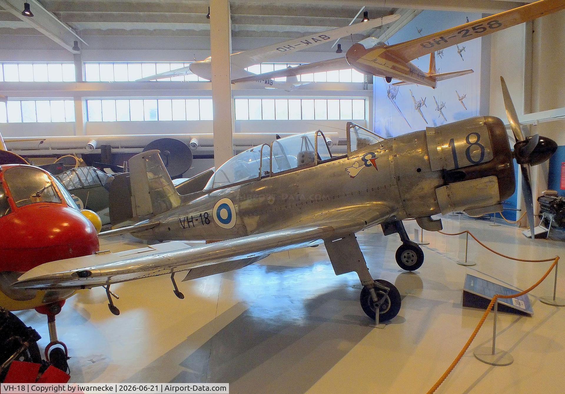 Aircraft VH-18, Valmet Vihuri II, c/n II/17, Valmet Vihuri II at the Suomen Ilmavoimamuseo (Finnish Air Force Museum, formerly known as Keski-Suomen Ilmailumuseo / Aviation Museum of Central Finland), Jyväskylä-Tikkakoski, photo by iwarnecke