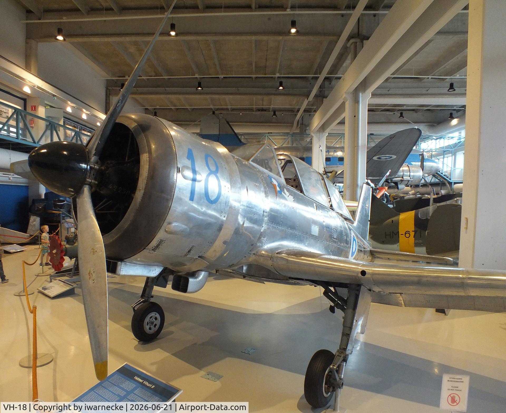 Aircraft VH-18, Valmet Vihuri II, c/n II/17, Valmet Vihuri II at the Suomen Ilmavoimamuseo (Finnish Air Force Museum, formerly known as Keski-Suomen Ilmailumuseo / Aviation Museum of Central Finland), Jyväskylä-Tikkakoski, photo by iwarnecke