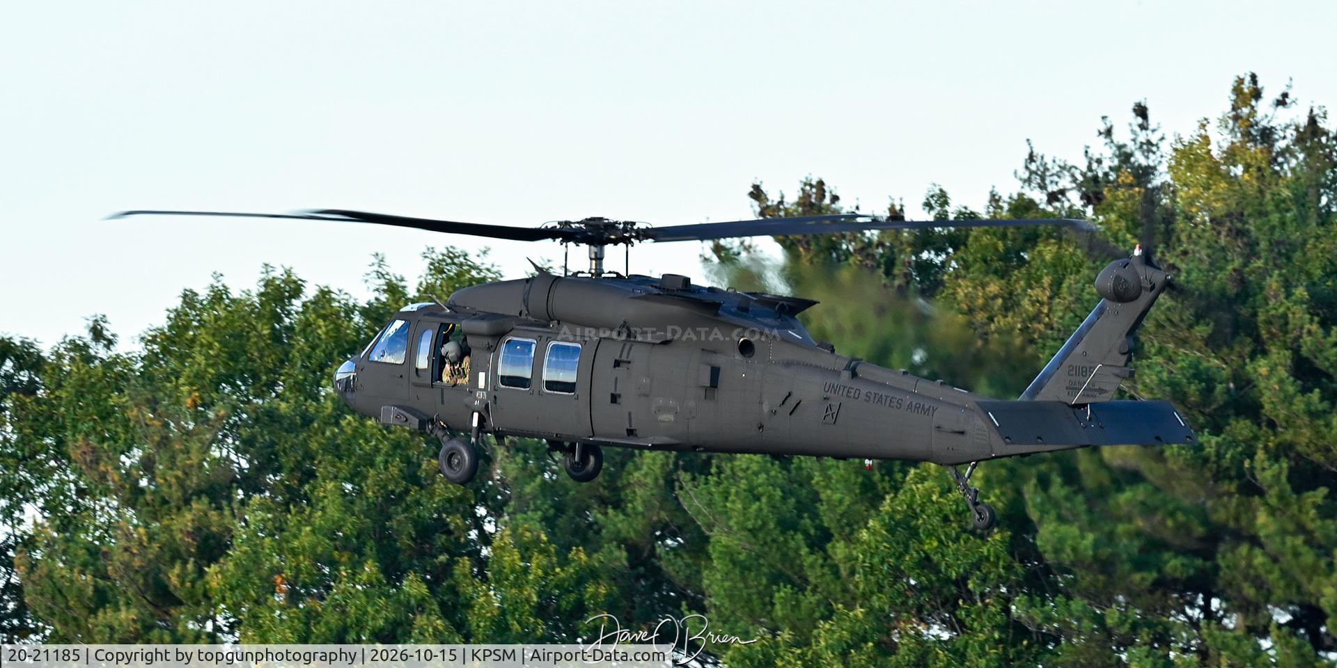 Aircraft 20-21185, 2021 Sikorsky UH-60M Black Hawk, c/n 1185, GUARD21185 stops in for fuel and dinner, at KPSM, photo by topgunphotography