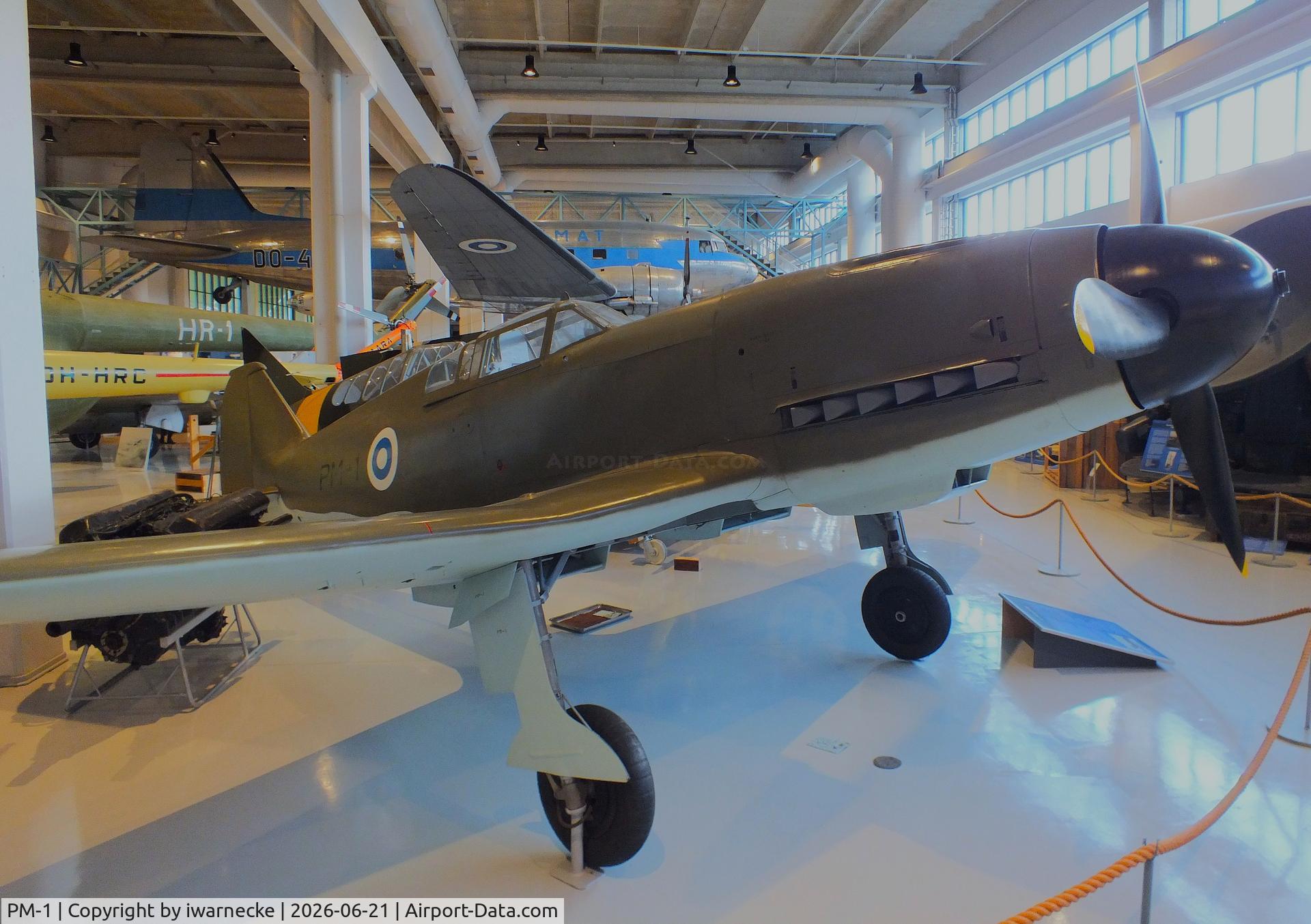 Aircraft PM-1, 1945 VL Pyörremyrsky, c/n 1, Valtion lentokonetehdas VL Pyörremyrsky at the Suomen Ilmavoimamuseo (Finnish Air Force Museum, formerly known as Keski-Suomen Ilmailumuseo / Aviation Museum of Central Finland), Jyväskylä-Tikkakoski, photo by iwarnecke
