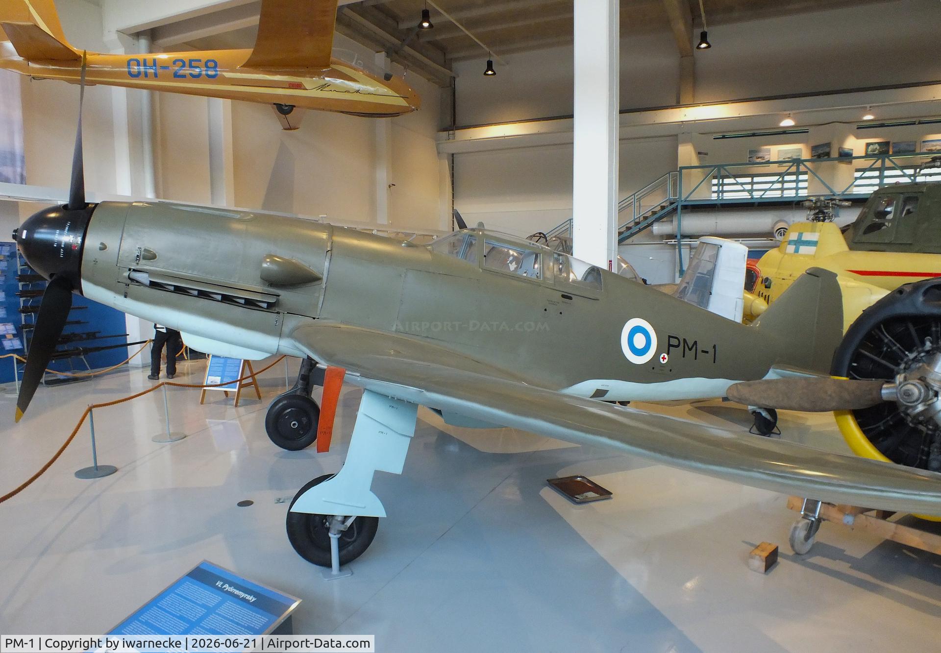 Aircraft PM-1, 1945 VL Pyörremyrsky, c/n 1, Valtion lentokonetehdas VL Pyörremyrsky at the Suomen Ilmavoimamuseo (Finnish Air Force Museum, formerly known as Keski-Suomen Ilmailumuseo / Aviation Museum of Central Finland), Jyväskylä-Tikkakoski, photo by iwarnecke