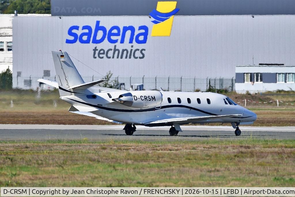 Aircraft D-CRSM, 2008 Cessna Aircraft 560XL Citation XLS, c/n 560 l/n 5801, Bordeaux (BOD) Florence (FLR) (LUA294S), at LFBD, photo by Jean Christophe Ravon / FRENCHSKY