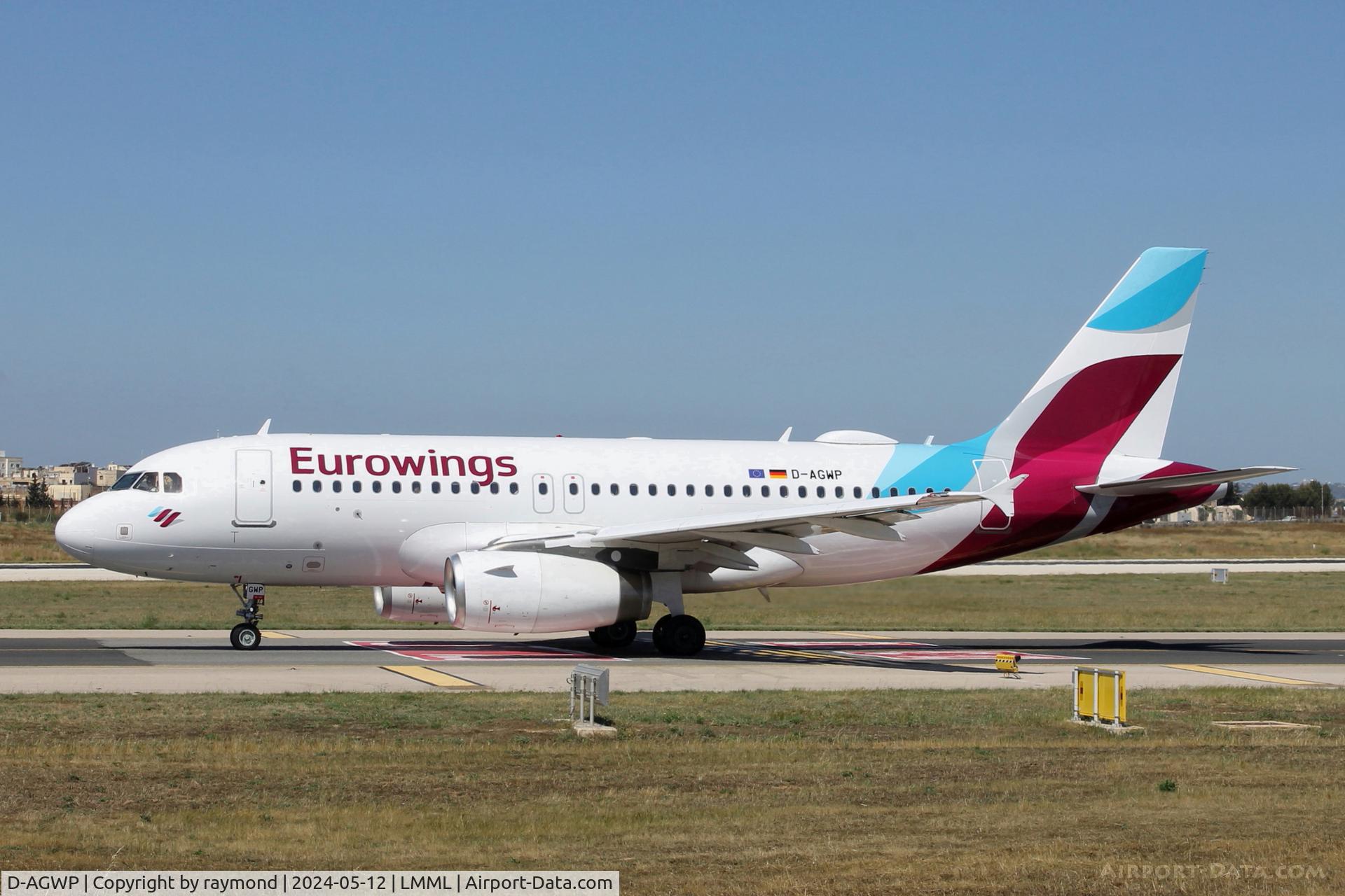 Aircraft D-AGWP, 2010 Airbus A319-132, c/n 4227, Airbus A319-132 reg D-AGWP of Eurowings taxiing out for departure from Malta., at LMML, photo by raymond