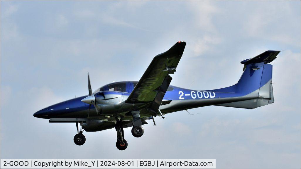 Aircraft 2-GOOD, Diamond DA62, Diamond DA-62 arriving at Gloucestershire Airport, at EGBJ, photo by Mike_Y