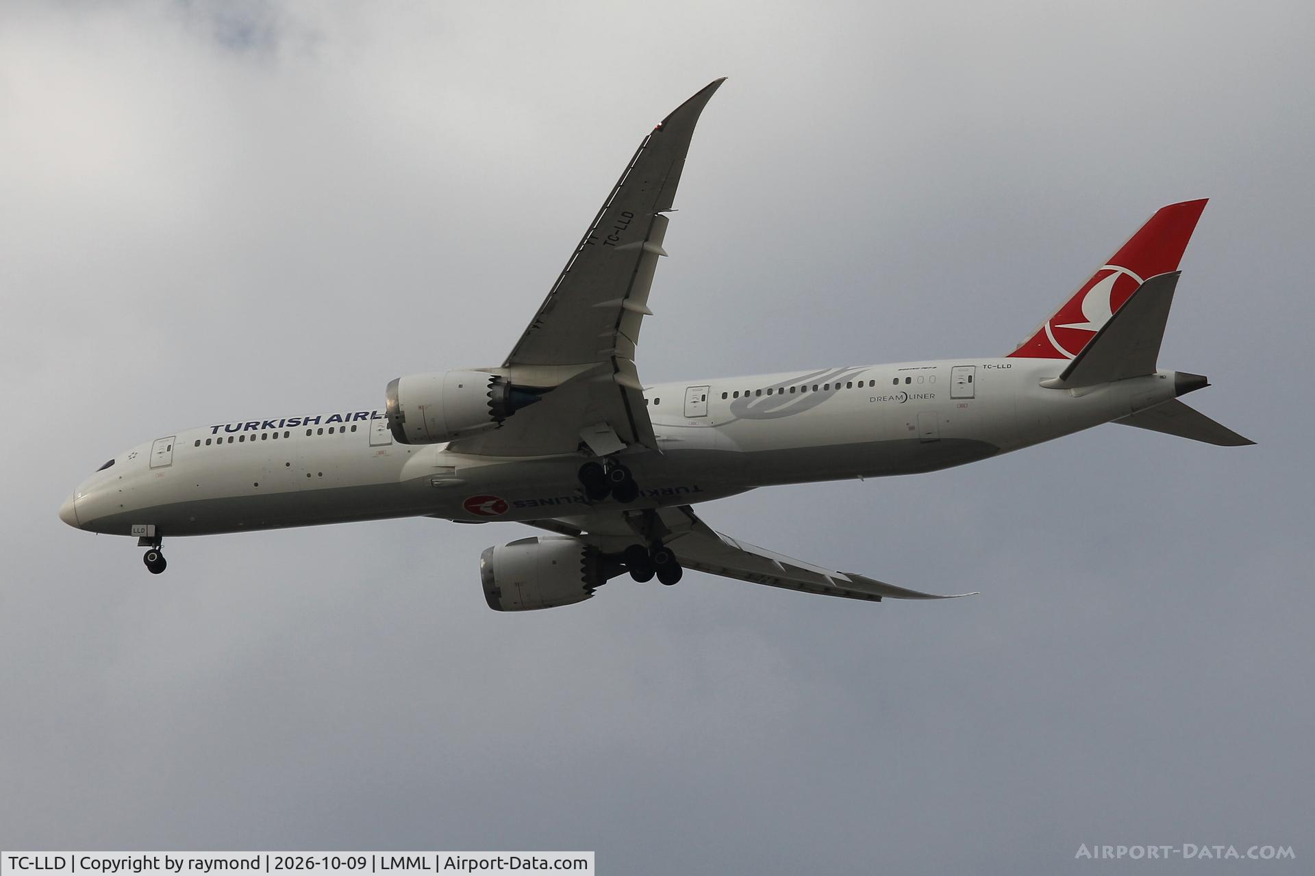 Aircraft TC-LLD, 2019 Boeing 787-9 Dreamliner, c/n 65804 l/n 883, Boeing 787-9 Dreamliner reg TC-LLD of Turkish Airlines on final approach for RW13 Malta., at LMML, photo by raymond