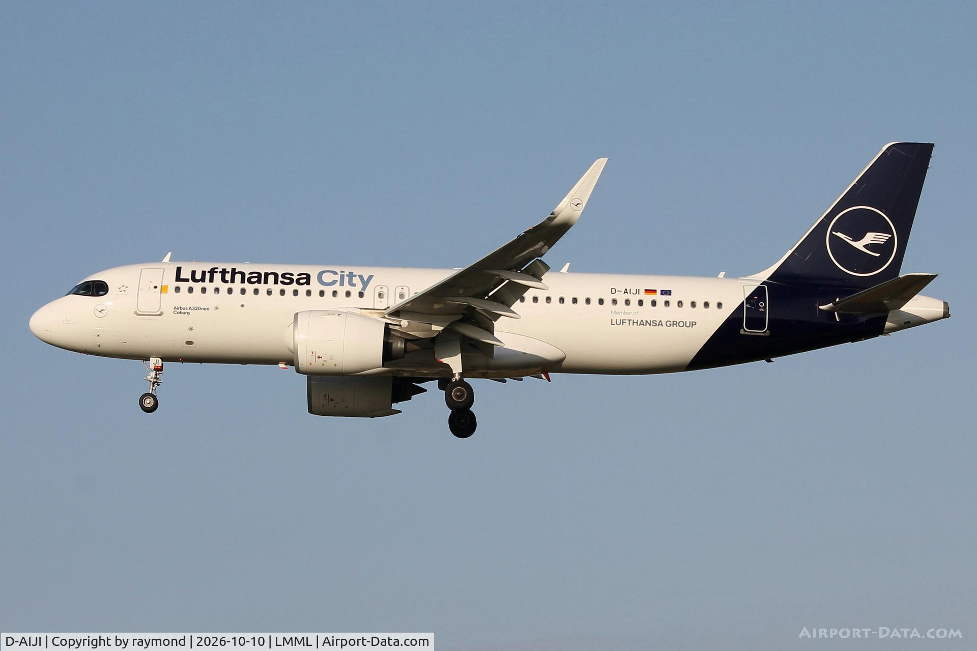 Aircraft D-AIJI, 2023 Airbus A320-271N, c/n 11238, Airbus A320-271N reg D-AIJI of Lufthansa CityLine on final approach for RW31 landing in Malta., at LMML, photo by raymond