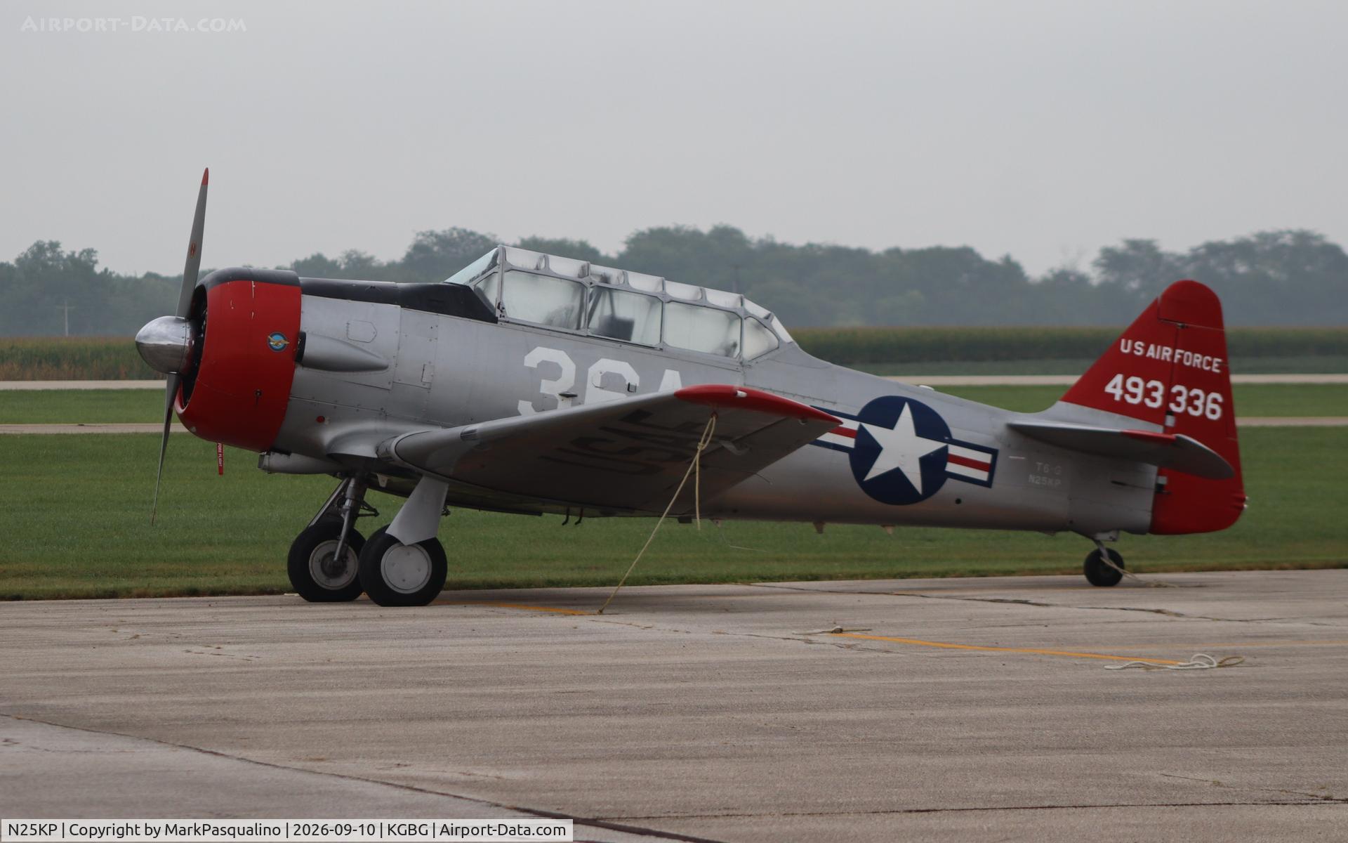Aircraft N25KP, North American T-6G Texan, c/n 168-440, North American T-6G, at KGBG, photo by MarkPasqualino