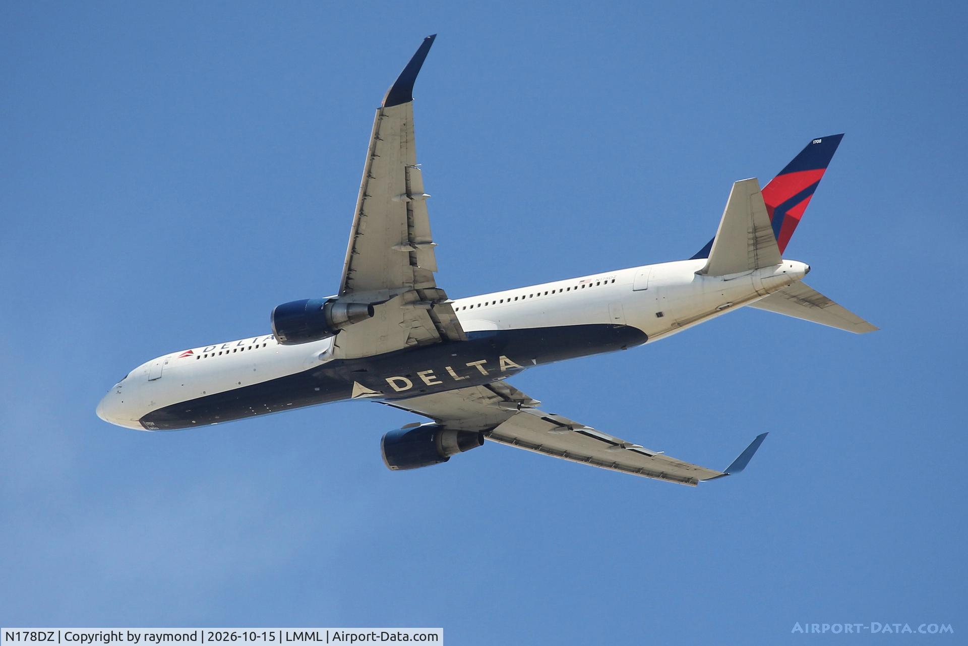 Aircraft N178DZ, 2000 Boeing 767-332/ER, c/n 30596 l/n 795, Boeing 767-332/ER reg N178DZ of Delta Air Lines climbing out of RW31 Malta., at LMML, photo by raymond
