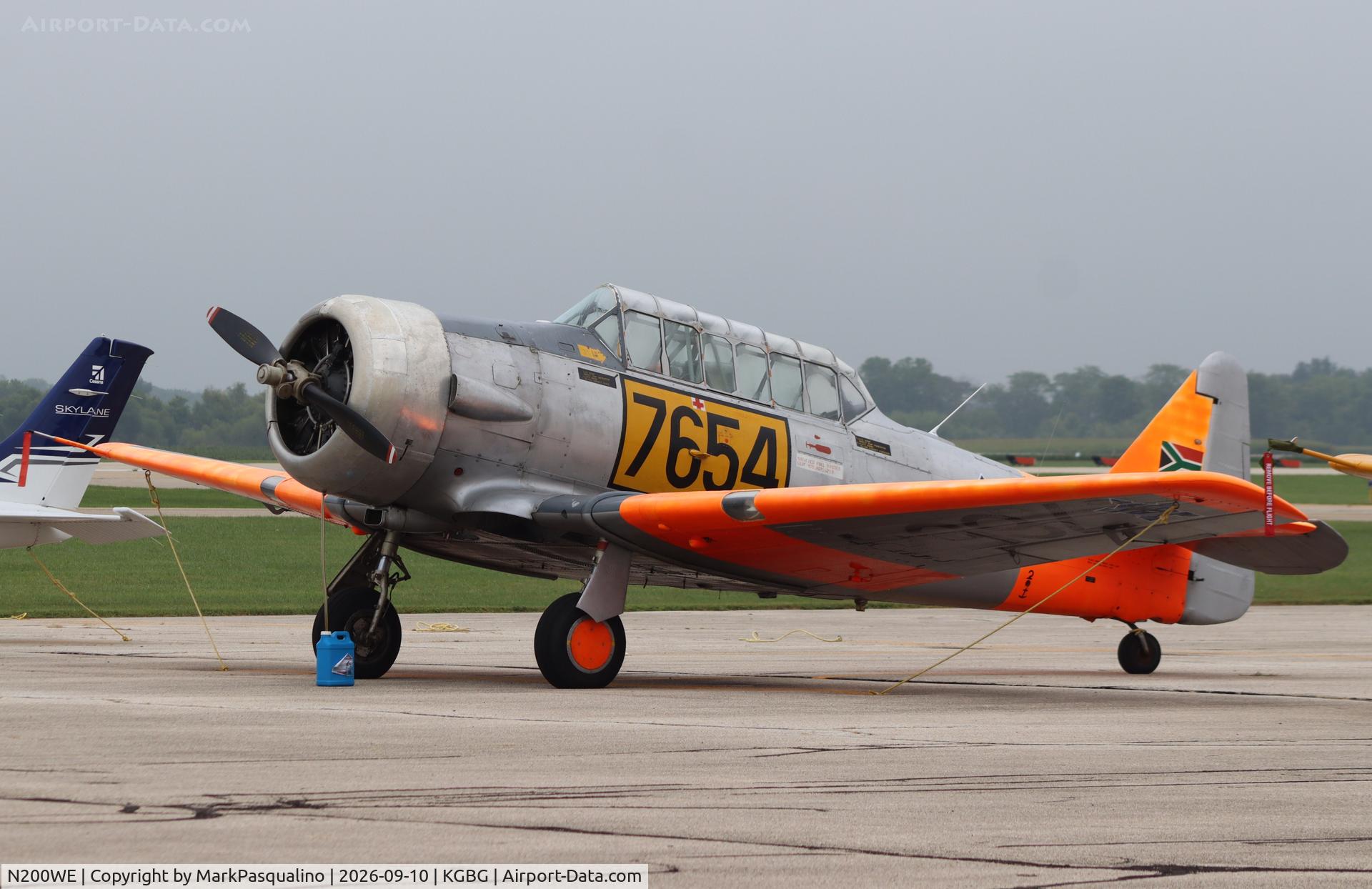 Aircraft N200WE, 1942 North American/victoria Mnt Lt AT-6A Texan, c/n 78-6587, North American AT-6A, at KGBG, photo by MarkPasqualino