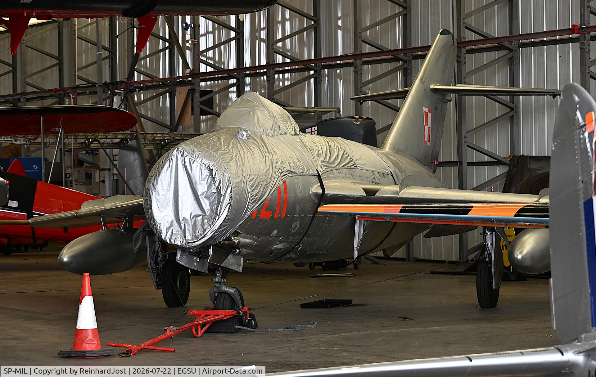 Aircraft SP-MIL, 1958 PZL-Mielec Lim-5 (MiG-17F), c/n 1C1211, Somehow SP-MIL as Polish Air Force 1211 found its way into the Hangar at Duxford, UK, at EGSU, photo by ReinhardJost