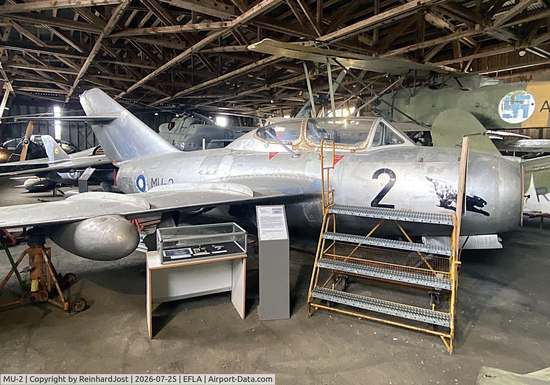 Aircraft MU-2, Mikoyan-Gurevich MiG-15UTI, c/n 822028, Midget MU-2 at the Aviation Museum at Vesivehmaa near Lahti, Finland, at EFLA, photo by ReinhardJost