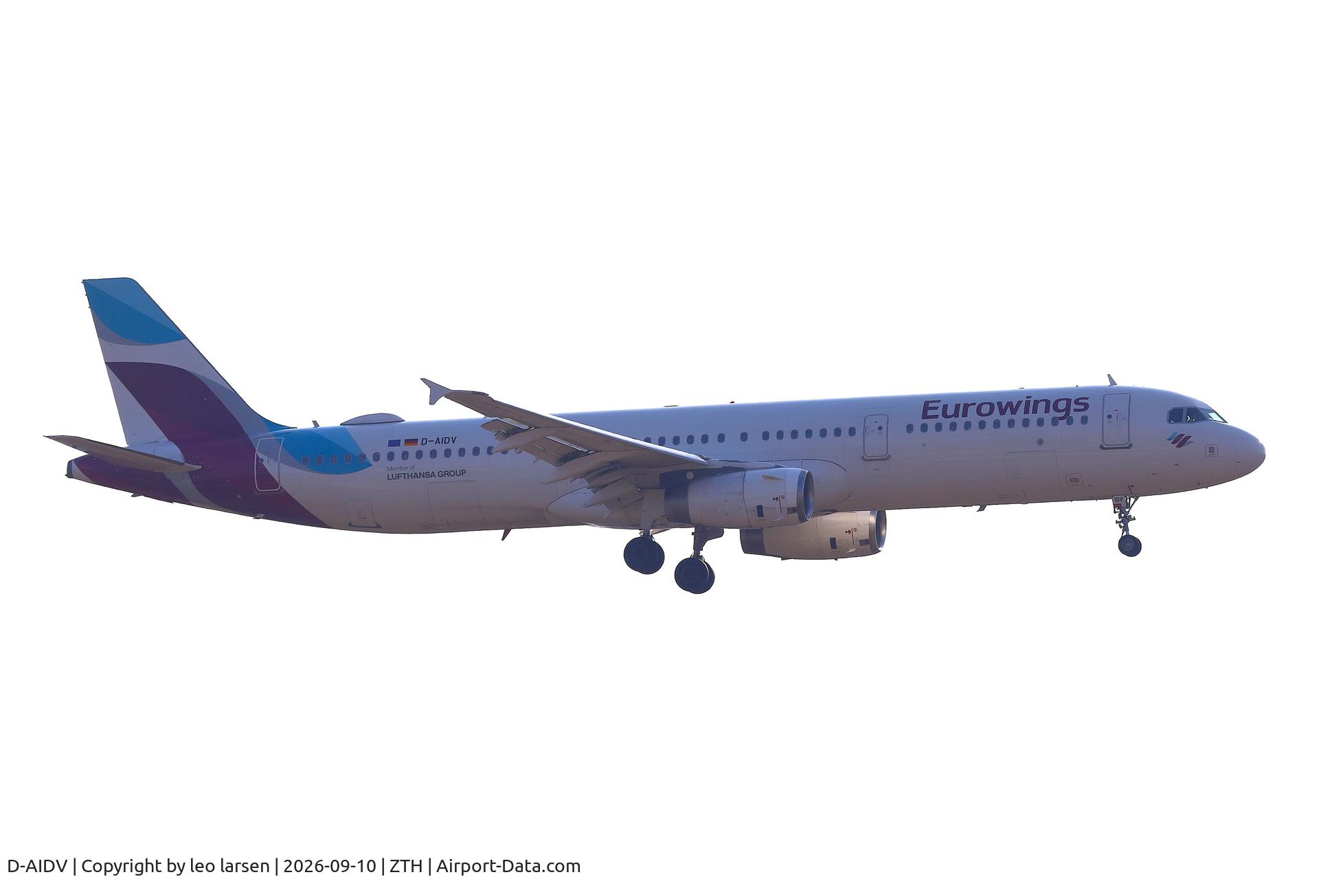 Aircraft D-AIDV, 2012 Airbus A321-231, c/n 5413, Zakynthos 9.2026, at ZTH, photo by leo larsen