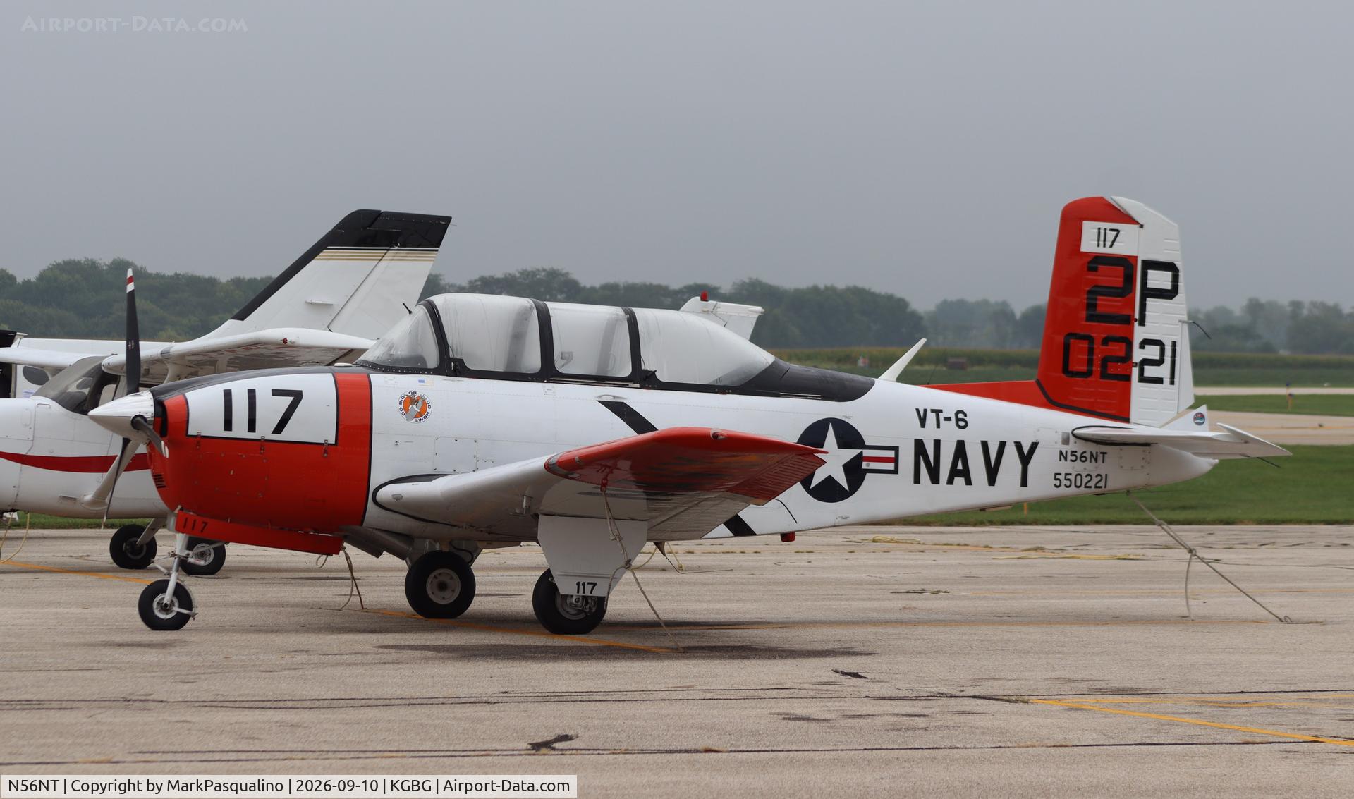 Aircraft N56NT, 1955 Beech A45, c/n G-778, Beech T-34A, at KGBG, photo by MarkPasqualino