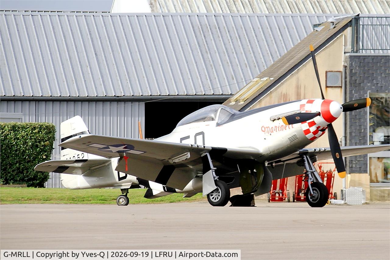 Aircraft G-MRLL, 1943 North American P-51D Mustang, c/n 109-27154, North American P-51D Mustang, Parked, Morlaix-Ploujean airport (LFRU-MXN), at LFRU, photo by Yves-Q