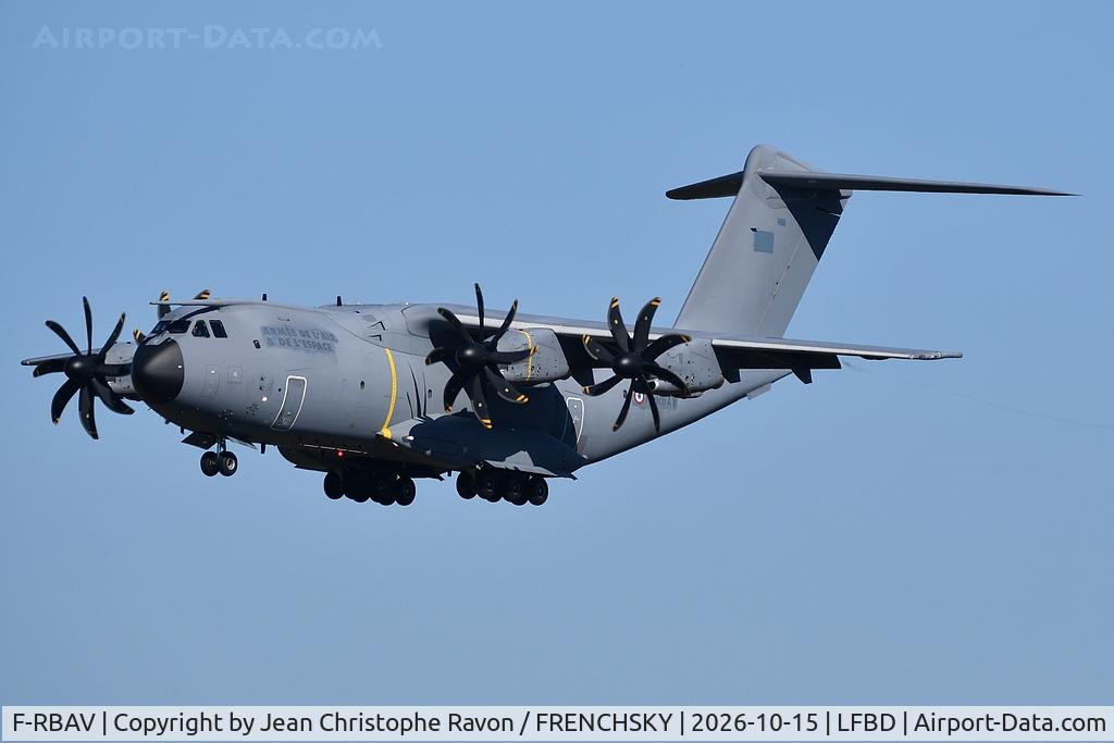 Aircraft F-RBAV, 2023 AIRBUS A400M-180, c/n 0130, COTAM landing from Moron Air Base (LEMO), at LFBD, photo by Jean Christophe Ravon / FRENCHSKY