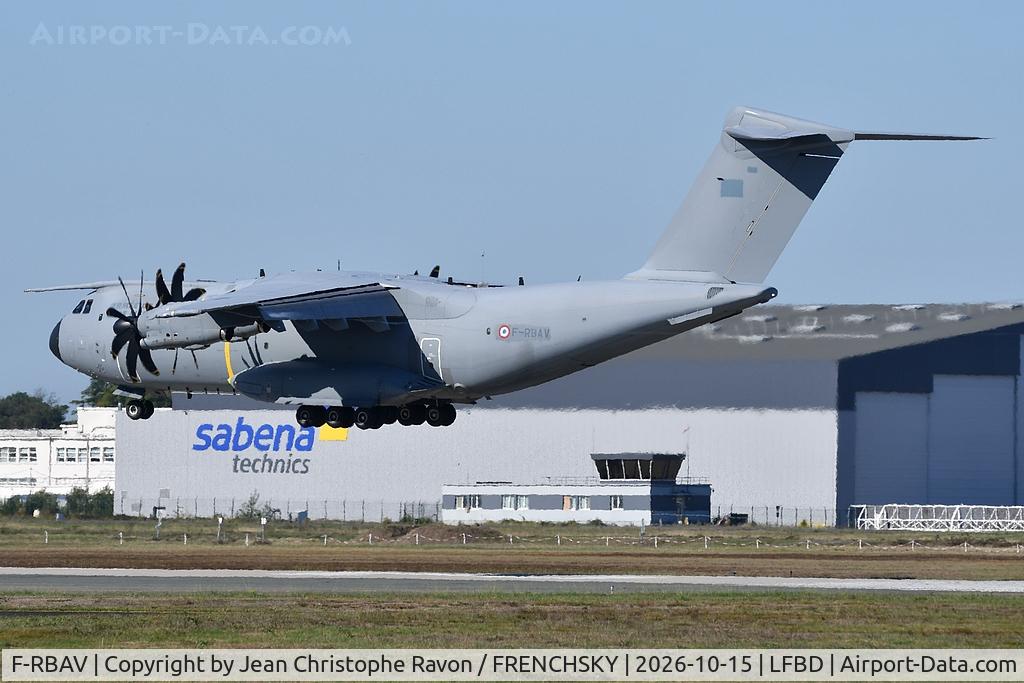 Aircraft F-RBAV, 2023 AIRBUS A400M-180, c/n 0130, COTAM landing from Moron Air Base (LEMO), at LFBD, photo by Jean Christophe Ravon / FRENCHSKY
