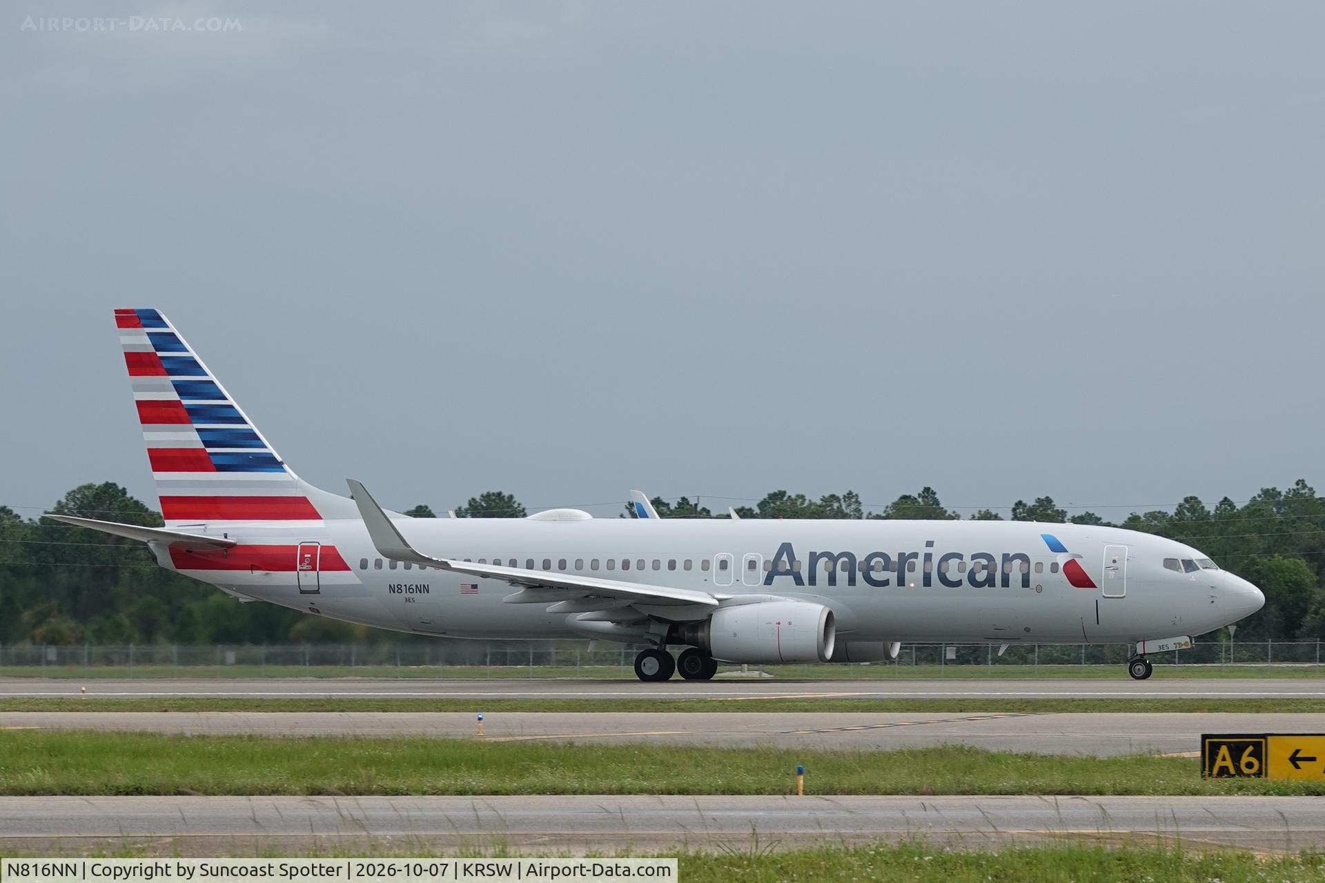 Aircraft N816NN, 2009 Boeing 737-823, c/n 31081, American 2740 departs Southwest Florida International Airport enroute to Dallas/Fort Worth International Airport, at KRSW, photo by Suncoast Spotter