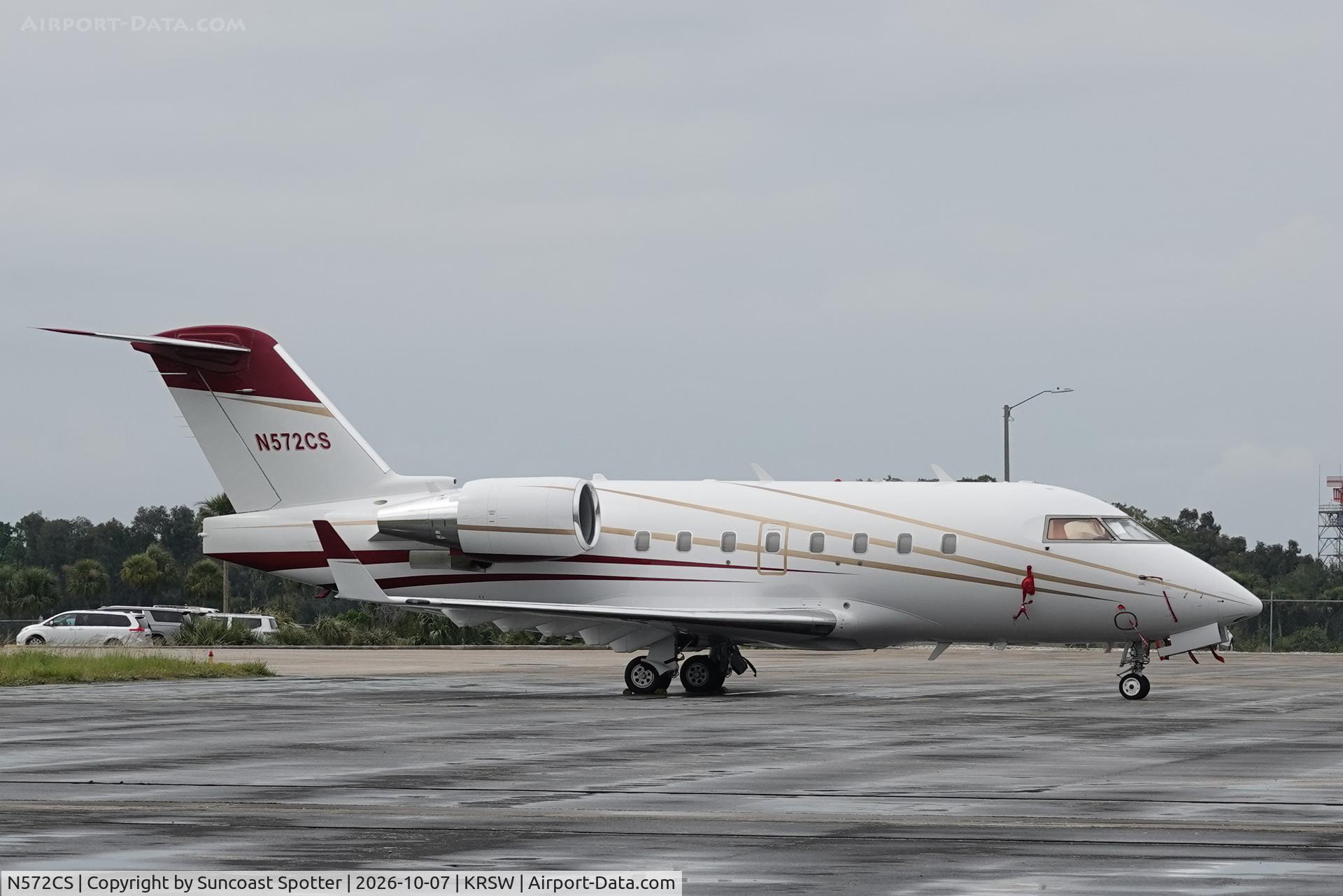 Aircraft N572CS, 2006 Bombardier CL-600-2B16, c/n 5661, Challenger 572CS sits on the Private Sky ramp at Southwest Florida International Airport, at KRSW, photo by Suncoast Spotter