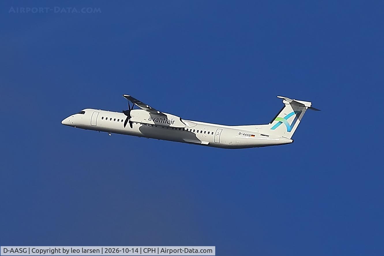 Aircraft D-AASG, 2003 De Havilland Canada DHC-8-402Q Dash 8, c/n 4087, Copenhagen 14.10.2026, at CPH, photo by leo larsen