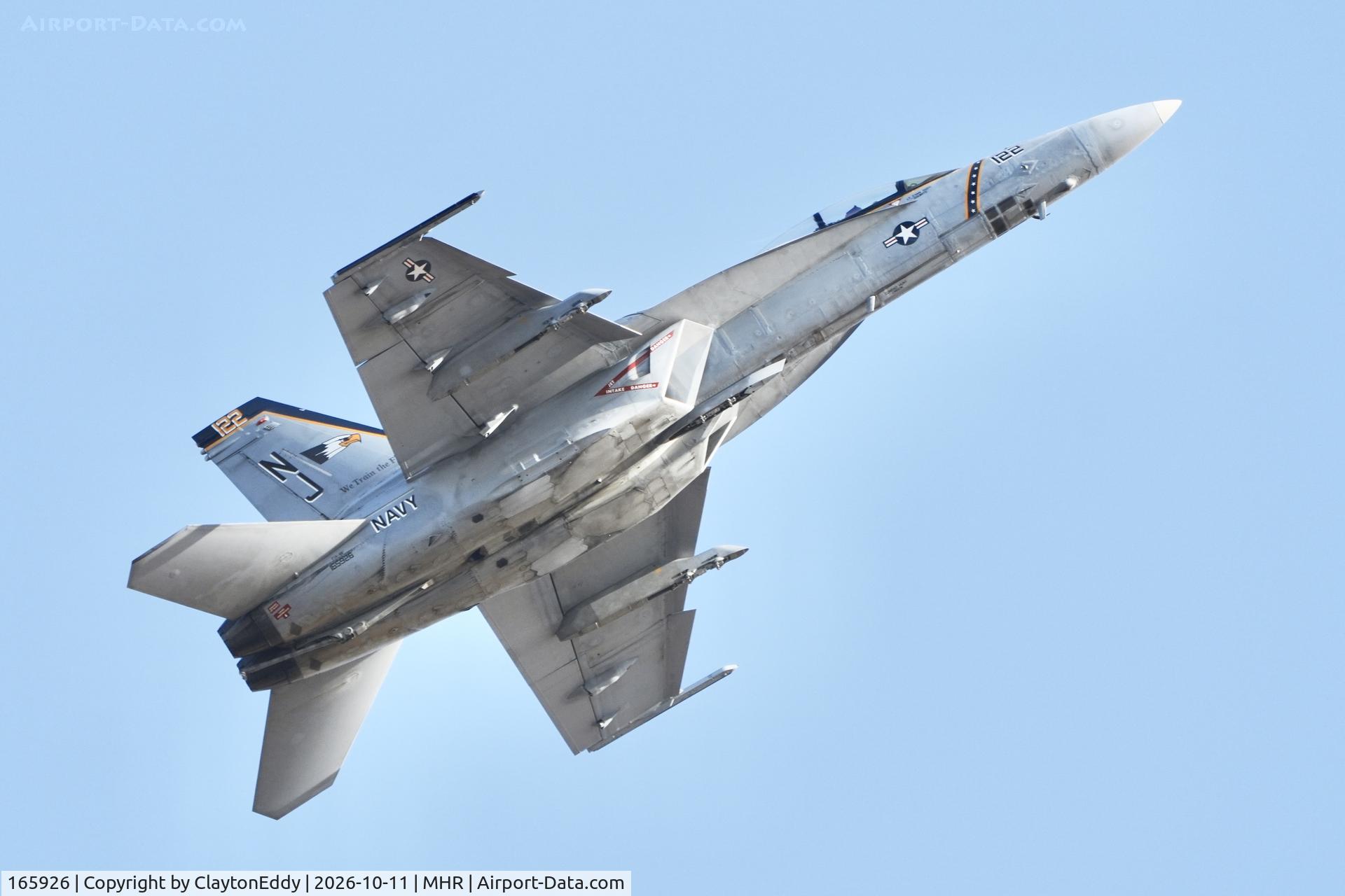 Aircraft 165926, 2003 Boeing F/A-18F Super Hornet, c/n F072, California Capital Airshow 2026, at MHR, photo by ClaytonEddy