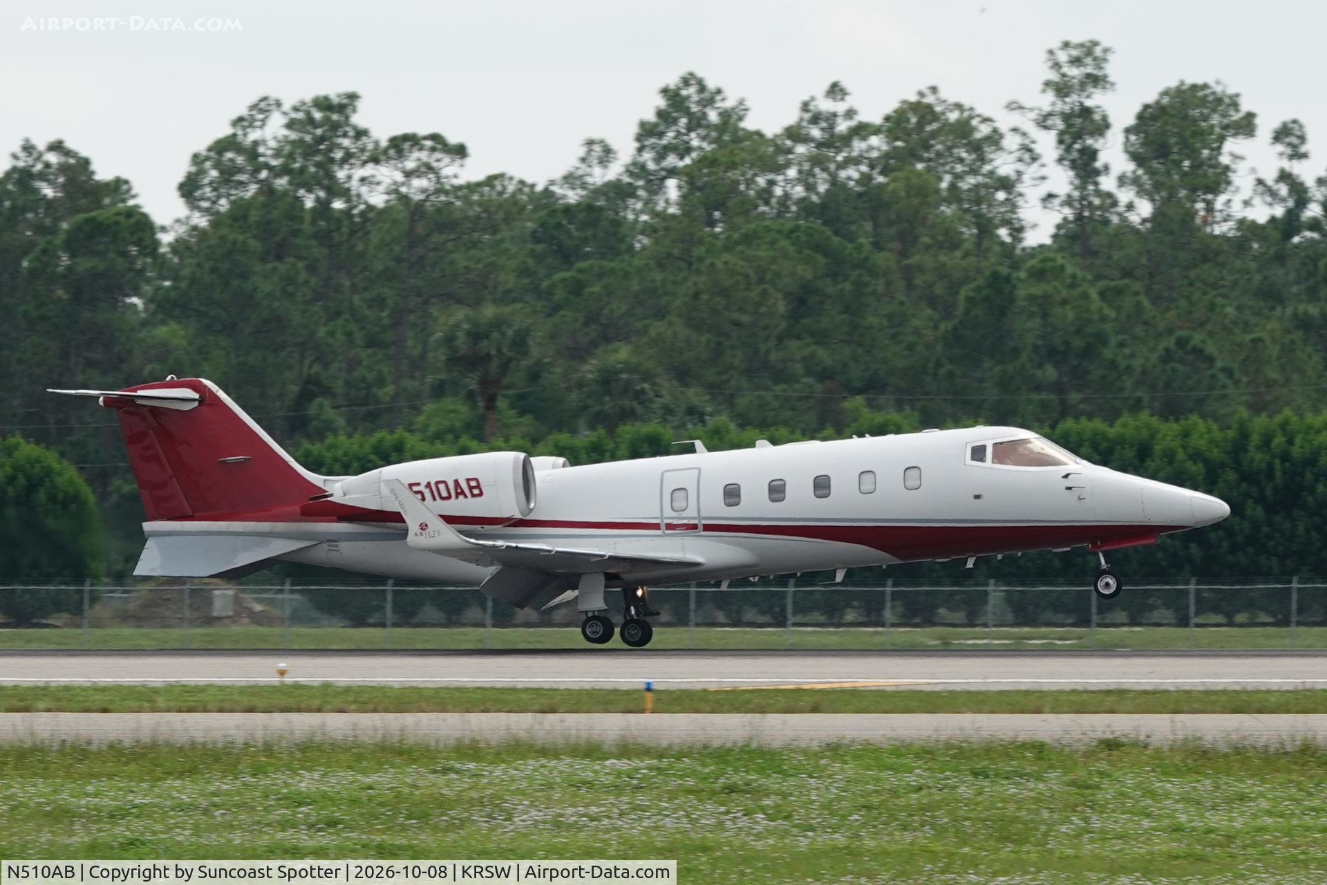 Aircraft N510AB, 1992 LearJet 31A, c/n 31A-063, Fortitude 510 arrives at Southwest Florida International Airport following flight from Tulsa International Airport, at KRSW, photo by Suncoast Spotter