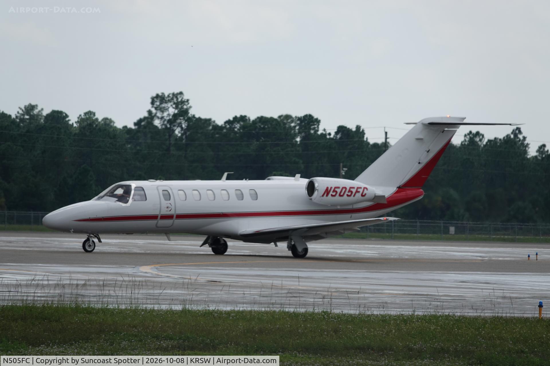 Aircraft N505FC, 2021 Textron Aviation Inc 525B, c/n 525B0639, Citation 505FC taxis at Southwest Florida International Airport prior to flight to Owen Roberts International Airport, at KRSW, photo by Suncoast Spotter