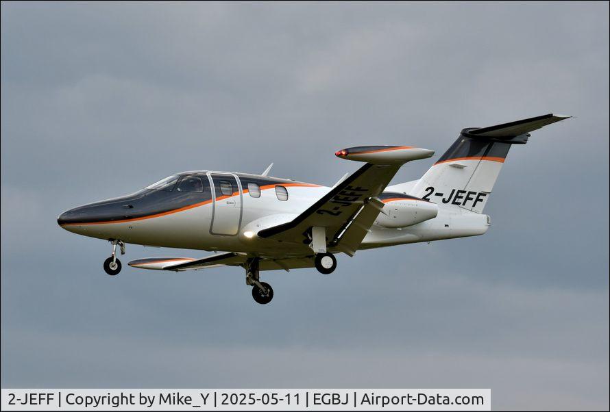 Aircraft 2-JEFF, 2007 Eclipse Aviation Corporation EA500, c/n 000069, 2007 Eclipse EA500 arriving at Gloucestershire Airport, at EGBJ, photo by Mike_Y