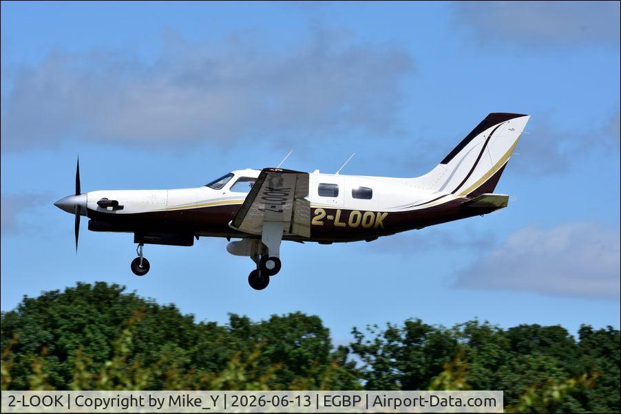 Aircraft 2-LOOK, 1993 Piper PA-46-350P Malibu Mirage, c/n 4622140, 1993 Piper PA-46-350P Malibu Mirage DLX arriving at Cotswold Airport, at EGBP, photo by Mike_Y