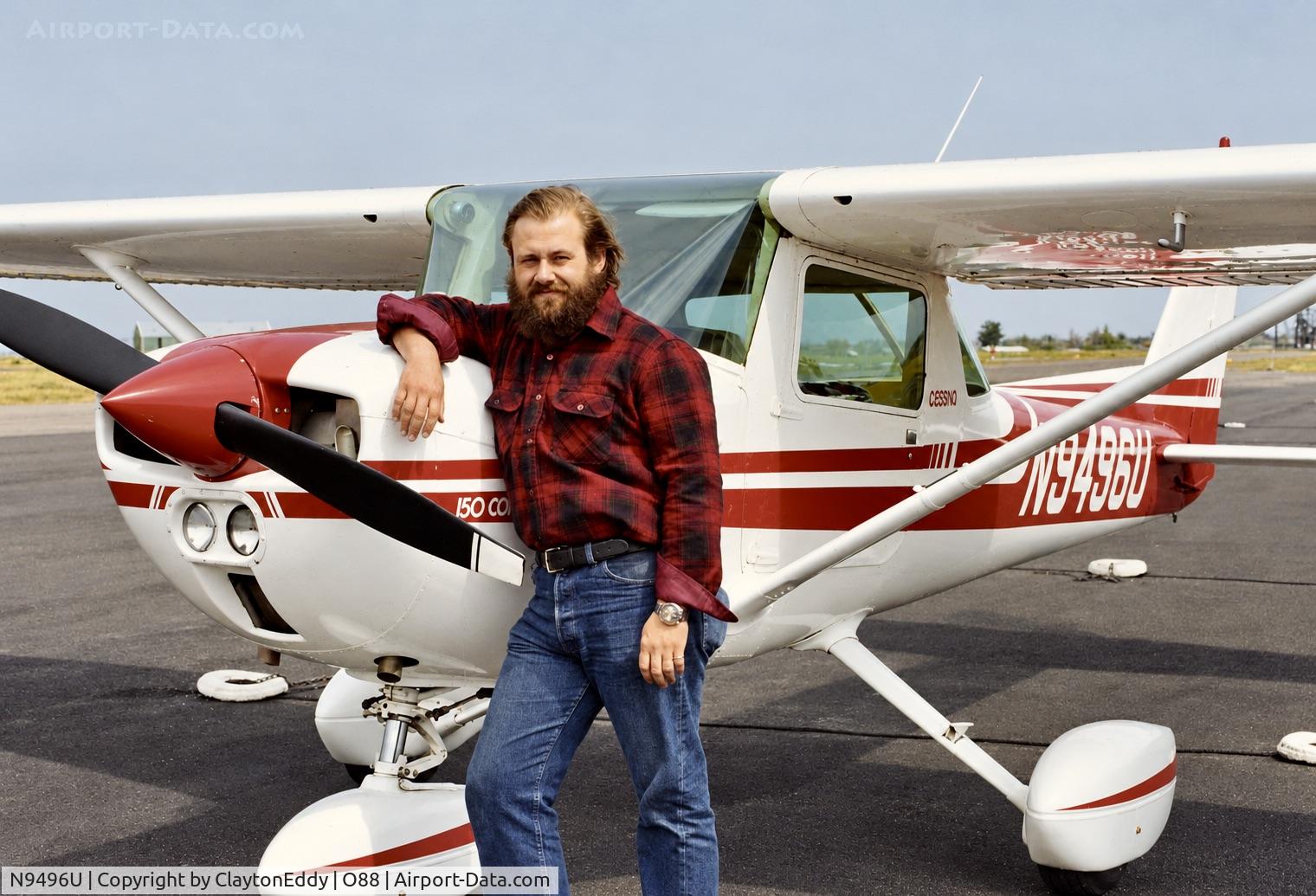 Aircraft N9496U, 1976 Cessna 150M, c/n 15078444, Old Rio Vista Airport in California 1980's, at O88, photo by ClaytonEddy