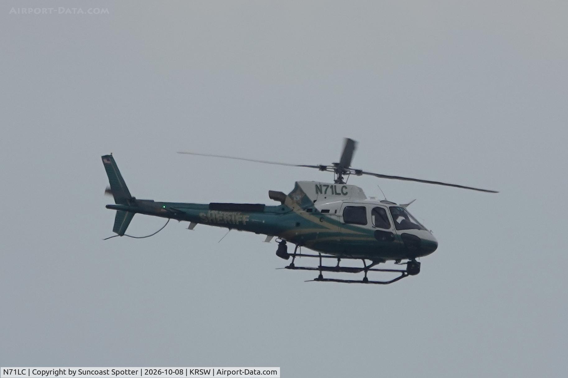 Aircraft N71LC, 2015 Airbus Helicopters AS-350B-3 Ecureuil, c/n 7994, Idaho 71 flies over Southwest Florida International Airport, at KRSW, photo by Suncoast Spotter