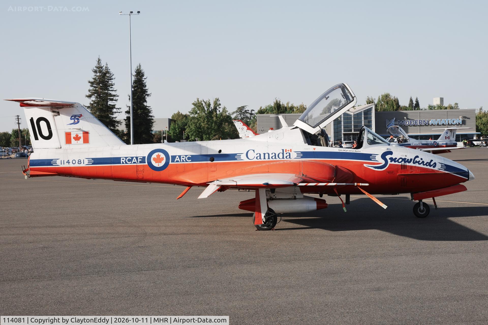 Aircraft 114081, Canadair CT-114 Tutor, c/n 1081, Last year of the CT-114 Tutor aircraft California Capital Airshow 2026, at MHR, photo by ClaytonEddy