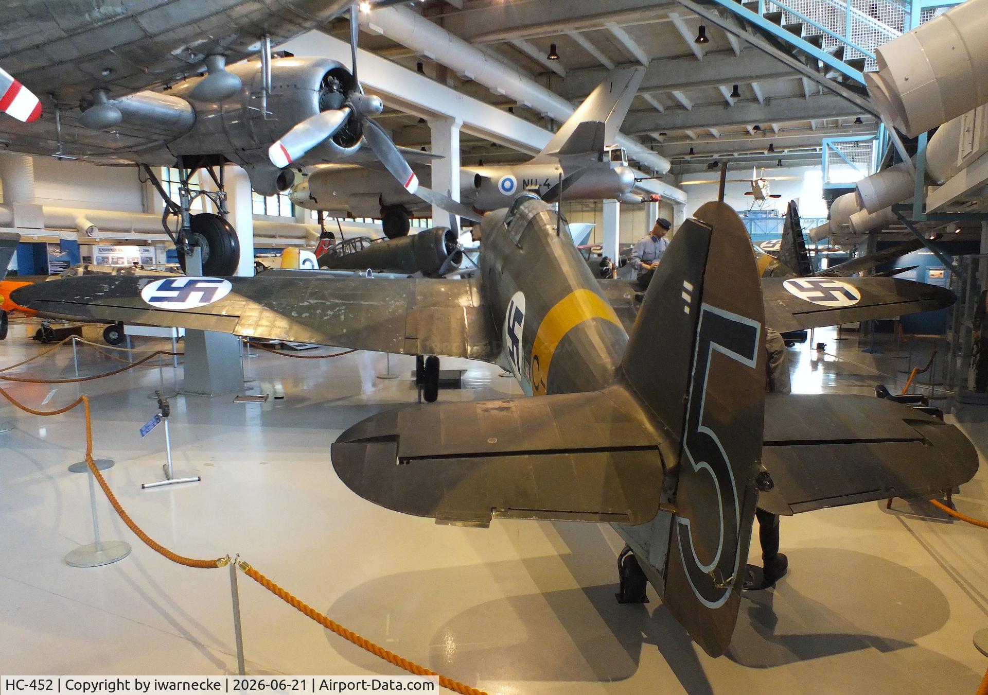 Aircraft HC-452, Hawker Hurricane I, c/n 41H/11096, Hawker Hurricane I at the Suomen Ilmavoimamuseo (Finnish Air Force Museum, formerly known as Keski-Suomen Ilmailumuseo / Aviation Museum of Central Finland), Jyväskylä-Tikkakoski, photo by iwarnecke