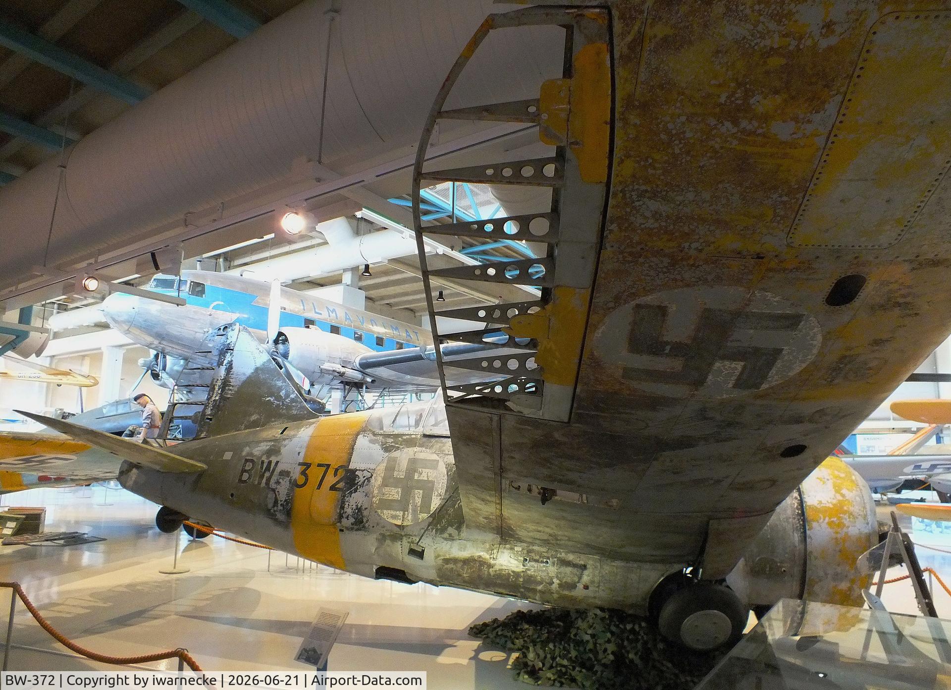 Aircraft BW-372, Brewster B-239 Buffalo, c/n 39, Brewster B-239 Buffalo (displayed unrestored) at the Suomen Ilmavoimamuseo (Finnish Air Force Museum, formerly known as Keski-Suomen Ilmailumuseo / Aviation Museum of Central Finland), Jyväskylä-Tikkakoski, photo by iwarnecke