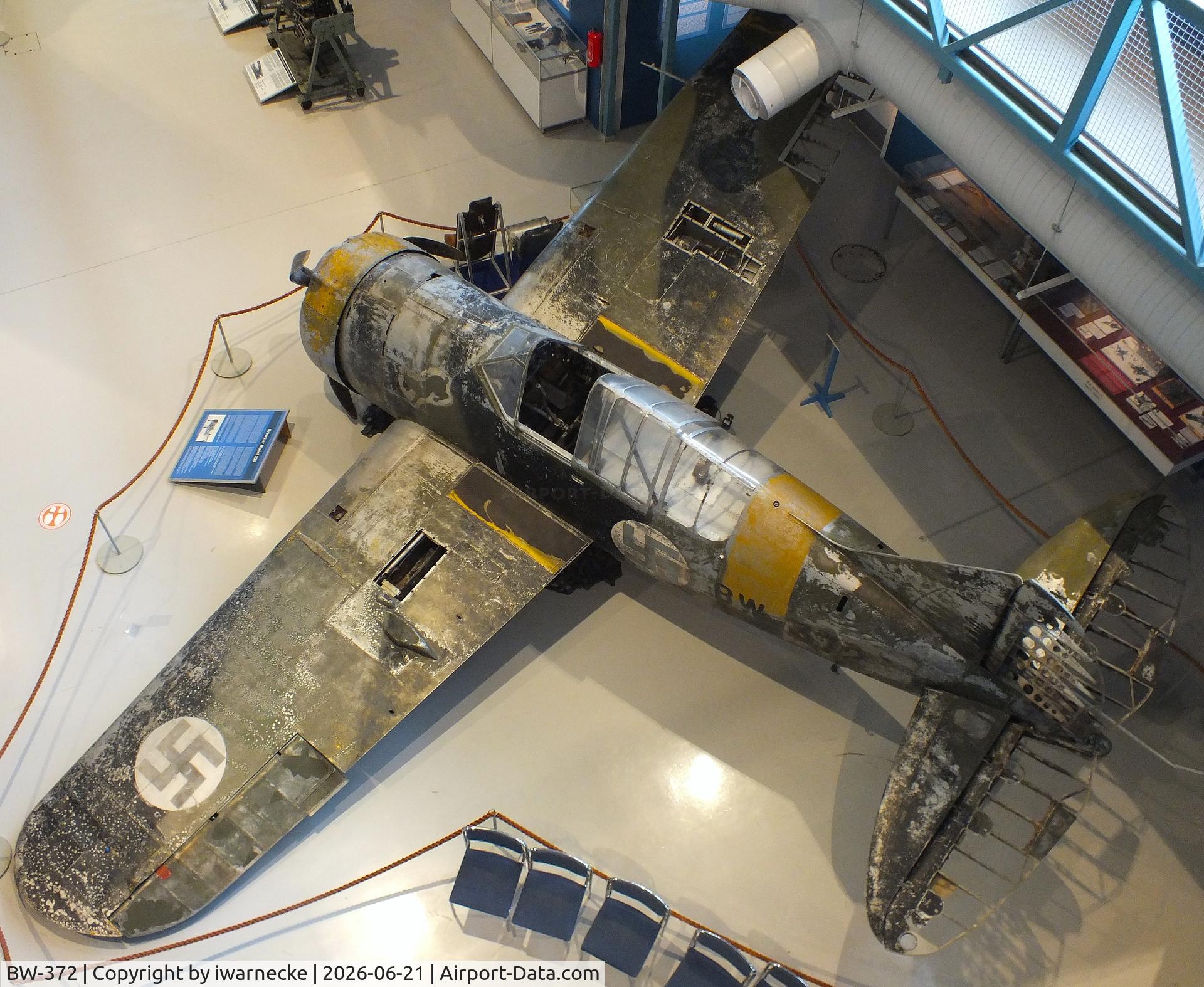 Aircraft BW-372, Brewster B-239 Buffalo, c/n 39, Brewster B-239 Buffalo (displayed unrestored) at the Suomen Ilmavoimamuseo (Finnish Air Force Museum, formerly known as Keski-Suomen Ilmailumuseo / Aviation Museum of Central Finland), Jyväskylä-Tikkakoski, photo by iwarnecke