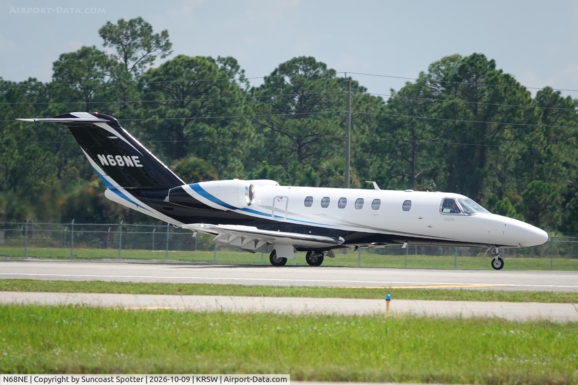Aircraft N68NE, 2023 Textron Aviation 525C, c/n 525C0414, Cream City 68 arrives at Southwest Florida International Airport following flight from Sheboygan County Memorial International Airport, at KRSW, photo by Suncoast Spotter