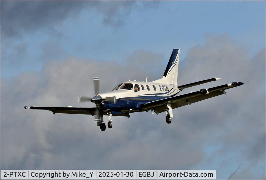 Aircraft 2-PTXC, Socata TBM-700C2, c/n 321, 2005 Socata TBM-700C2 arriving at Gloucestershire Airport, at EGBJ, photo by Mike_Y
