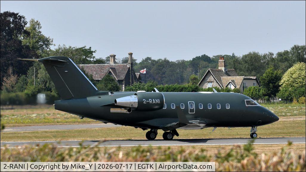 Aircraft 2-RANI, 2000 Bombardier Challenger 604, c/n 5458, 2000 Bombardier Challenger 604 departing London Oxford Airport, at EGTK, photo by Mike_Y