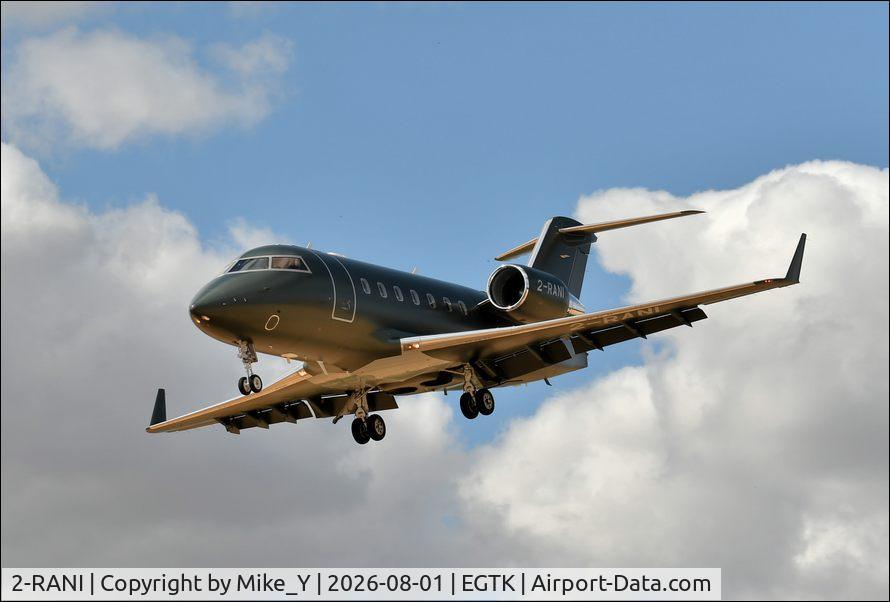 Aircraft 2-RANI, 2000 Bombardier Challenger 604, c/n 5458, 2000 Bombardier Challenger 604 arriving at London Oxford Airport, at EGTK, photo by Mike_Y
