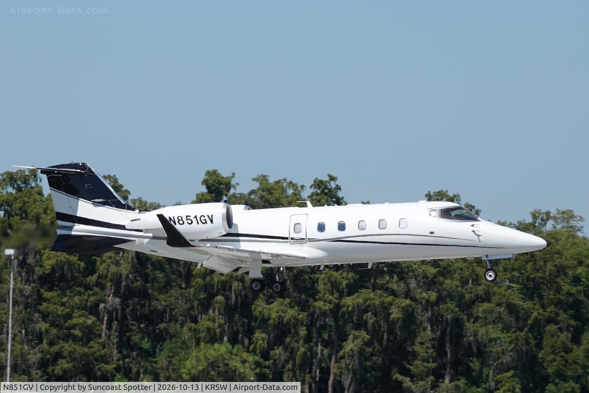 Aircraft N851GV, 2002 Learjet 60, c/n 60-245, Lear 851GV arrives at Southwest Florida International Airport following flight from Cleveland-Hopkins International Airport, at KRSW, photo by Suncoast Spotter
