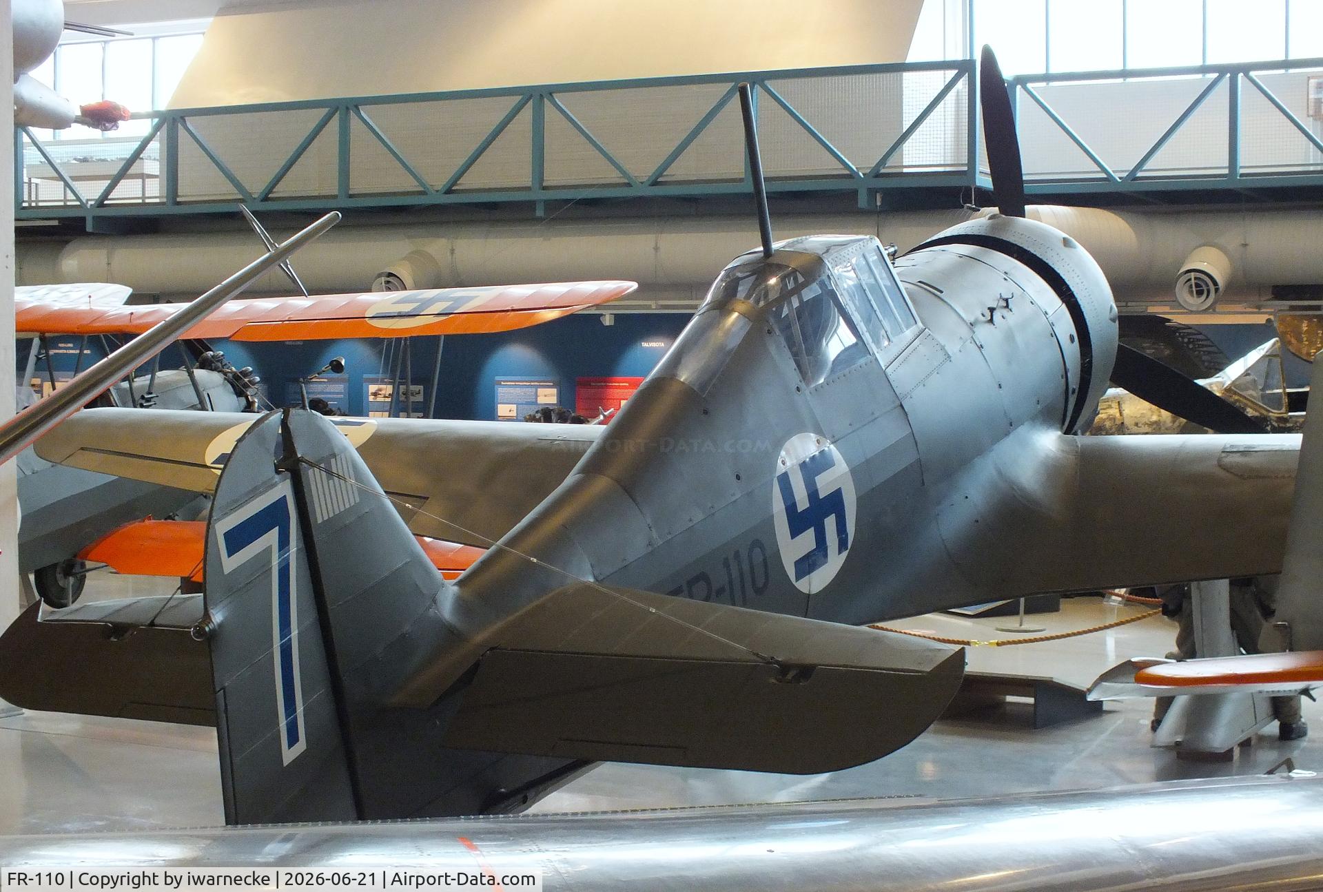 Aircraft FR-110, Fokker D.XXI, c/n III/11, Fokker D.XXI on skis at the Suomen Ilmavoimamuseo (Finnish Air Force Museum, formerly known as Keski-Suomen Ilmailumuseo / Aviation Museum of Central Finland), Jyväskylä-Tikkakoski, photo by iwarnecke