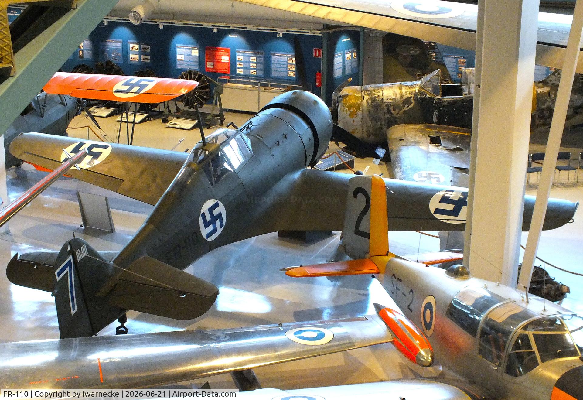 Aircraft FR-110, Fokker D.XXI, c/n III/11, Fokker D.XXI on skis at the Suomen Ilmavoimamuseo (Finnish Air Force Museum, formerly known as Keski-Suomen Ilmailumuseo / Aviation Museum of Central Finland), Jyväskylä-Tikkakoski, photo by iwarnecke
