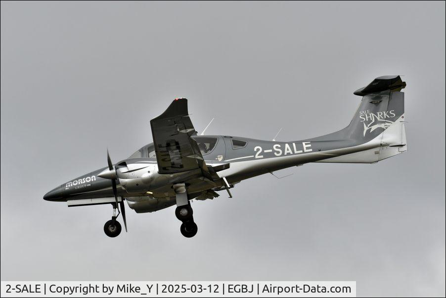 Aircraft 2-SALE, 2017 Diamond DA-62, c/n 62.069, 2017 Diamond DA-62 arriving at Gloucestershire Airport, at EGBJ, photo by Mike_Y