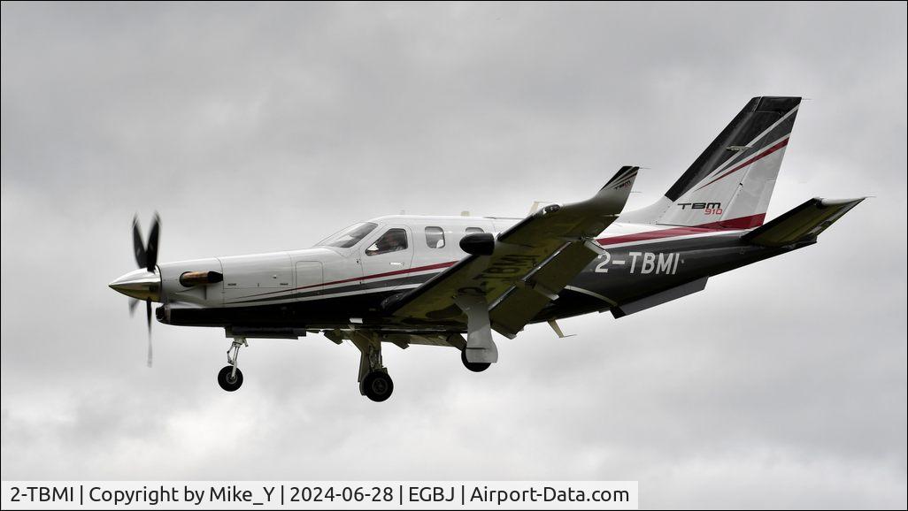 Aircraft 2-TBMI, 2017 Socata TBM-910, c/n 1182, 2017 Socata TBM-910 arriving at Gloucestershire Airport, at EGBJ, photo by Mike_Y