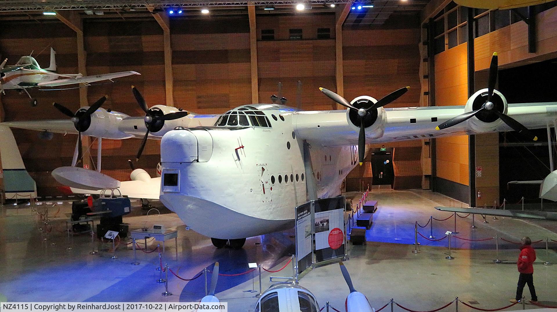 Aircraft NZ4115, Short S.25 Sunderland V, c/n SH.1552, Short Sunderland, having finished its restoration, in hte main hall of MOTAT at Auckland, NZ, photo by ReinhardJost