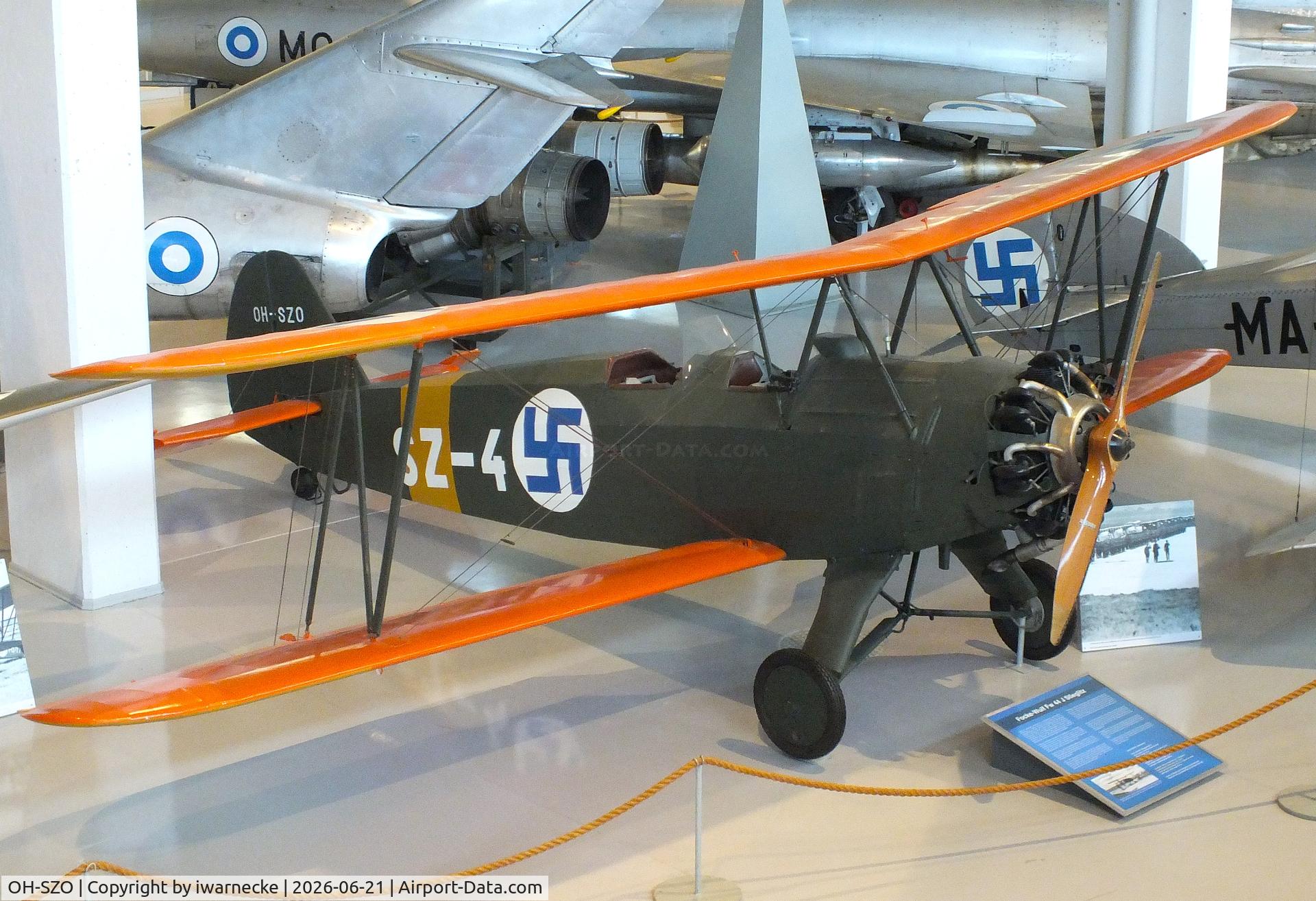 Aircraft OH-SZO, Focke-Wulf Fw-44J Stieglitz, c/n 2895, Focke-Wulf Fw 44J Stieglitz at the Suomen Ilmavoimamuseo (Finnish Air Force Museum, formerly known as Keski-Suomen Ilmailumuseo / Aviation Museum of Central Finland), Jyväskylä-Tikkakoski, photo by iwarnecke