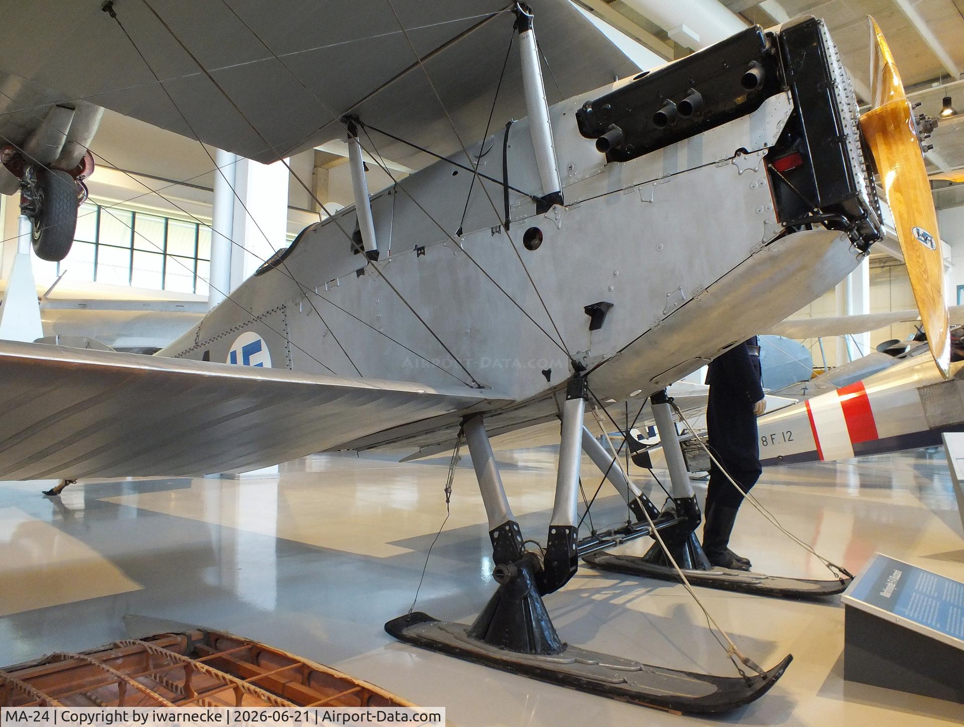 Aircraft MA-24, Martinsyde F.4 Buzzard, c/n D4326, Martinsyde F.4 Buzzard on skis at the Suomen Ilmavoimamuseo (Finnish Air Force Museum, formerly known as Keski-Suomen Ilmailumuseo / Aviation Museum of Central Finland), Jyväskylä-Tikkakoski, photo by iwarnecke