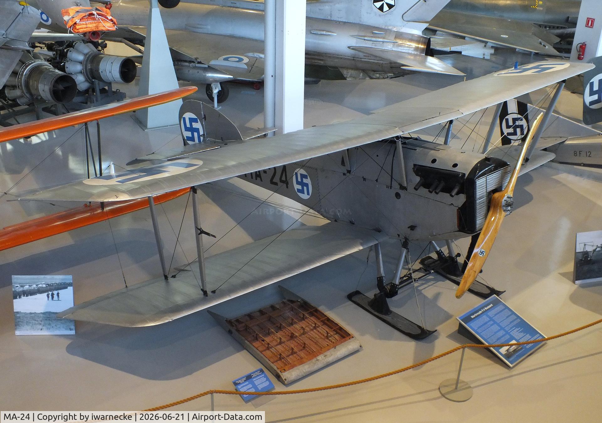Aircraft MA-24, Martinsyde F.4 Buzzard, c/n D4326, Martinsyde F.4 Buzzard on skis at the Suomen Ilmavoimamuseo (Finnish Air Force Museum, formerly known as Keski-Suomen Ilmailumuseo / Aviation Museum of Central Finland), Jyväskylä-Tikkakoski, photo by iwarnecke