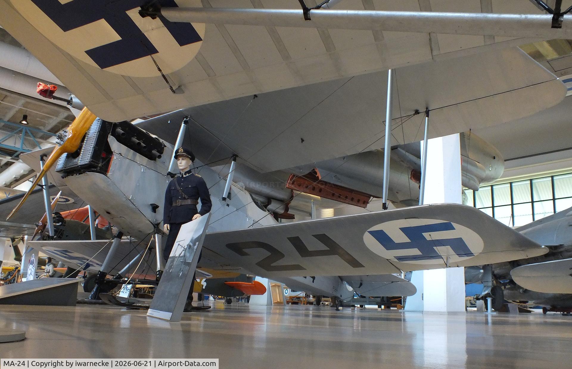 Aircraft MA-24, Martinsyde F.4 Buzzard, c/n D4326, Martinsyde F.4 Buzzard on skis at the Suomen Ilmavoimamuseo (Finnish Air Force Museum, formerly known as Keski-Suomen Ilmailumuseo / Aviation Museum of Central Finland), Jyväskylä-Tikkakoski, photo by iwarnecke
