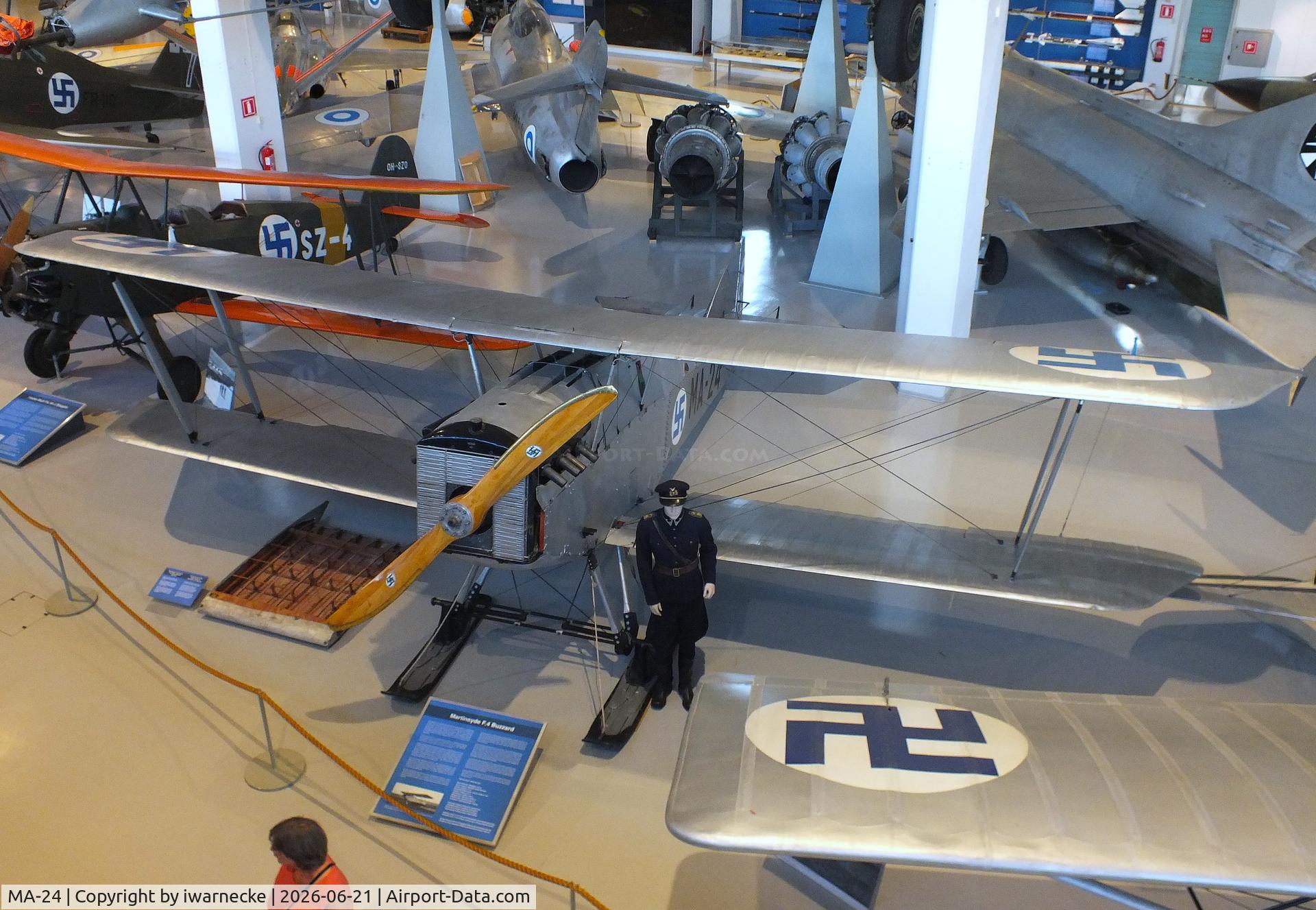 Aircraft MA-24, Martinsyde F.4 Buzzard, c/n D4326, Martinsyde F.4 Buzzard on skis at the Suomen Ilmavoimamuseo (Finnish Air Force Museum, formerly known as Keski-Suomen Ilmailumuseo / Aviation Museum of Central Finland), Jyväskylä-Tikkakoski, photo by iwarnecke